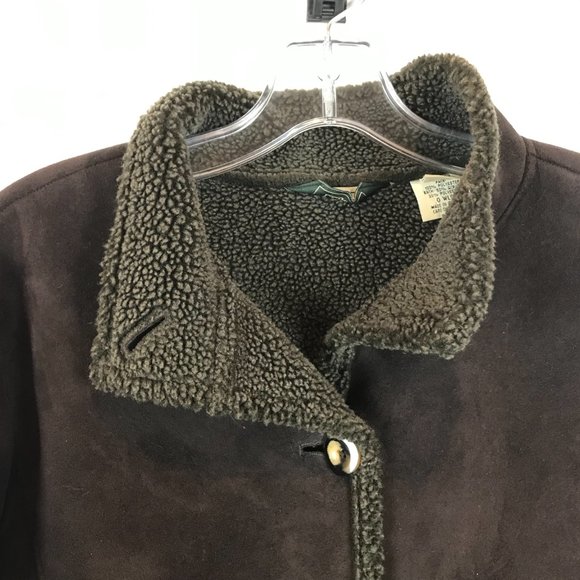 Size Medium LL Bean Faux Suede Sherpa Lined Coat - Picture 2 of 3